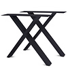 Zwarte X-poten (set) - staal / ijzer - 4x10 cm - hoogte: 72 cm - breedte (montageplaat): 78 cm - tafelpoot metaal zwart gecoat