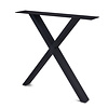 Zwarte X-poten (set) - staal / ijzer - 4x10 cm - hoogte: 72 cm - breedte (montageplaat): 78 cm - tafelpoot metaal zwart gecoat