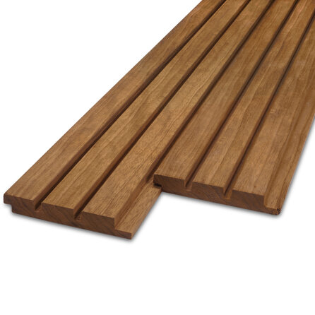 Thermo fraké Deens rabat - 21x125 mm - geschaafd - deensrabat - thermisch gemodificeerd frake hout KD 8-12%