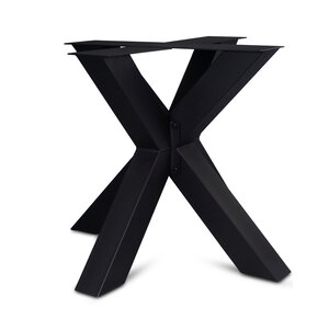 Dubbel X tafel onderstel zwart - metaal - 10x10 cm - 90x90 cm - h: 72 cm