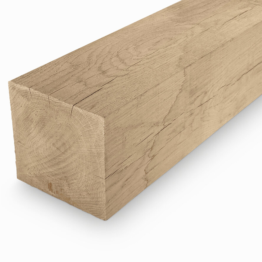 Eiken balk - 300x300 mm - fijnbezaagd / ruw - balk voor buiten - eikenhout AD 20-25% Eiken balk - 300x300 mm - fijnbezaagd / ruw - balk voor buiten - eikenhout AD 20-25%