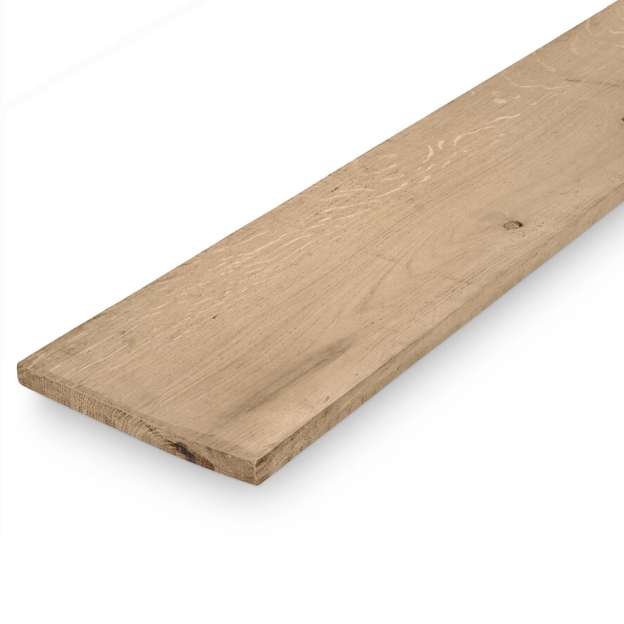 Eiken plank - 20x200 mm - fijnbezaagd / ruw - plank voor buiten - eikenhout AD 20-25% Eiken plank - 20x200 mm - fijnbezaagd / ruw - plank voor buiten - eikenhout AD 20-25%