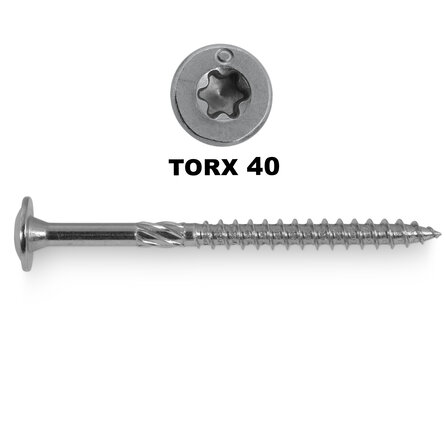 Tellerkopschroeven RVS - 8 mm - gehard RVS - torx 40 - schotelkopschroeven - grove spoed - met snijpunt - 50 stuks - diverse lengtes