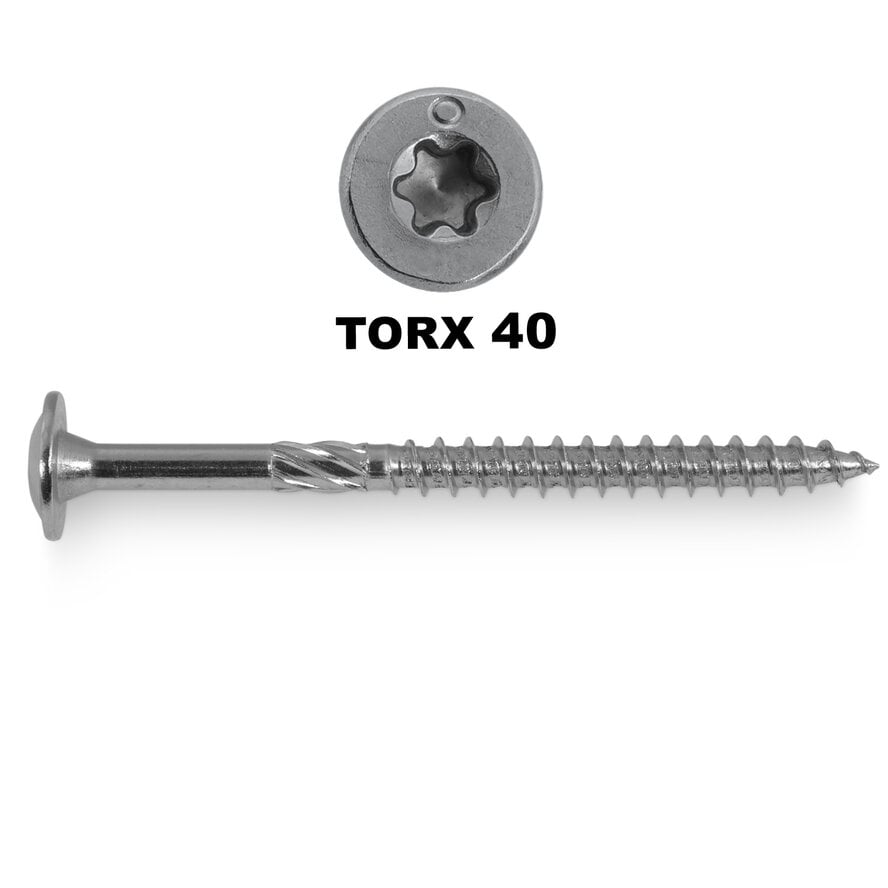Tellerkopschroeven RVS - 8 mm - gehard RVS - torx 40 - schotelkopschroeven - grove spoed - met snijpunt - 50 stuks - diverse lengtes Tellerkopschroeven RVS - 8 mm - gehard RVS - torx 40 - schotelkopschroeven - grove spoed - met snijpunt - 50 stuks - diverse lengtes