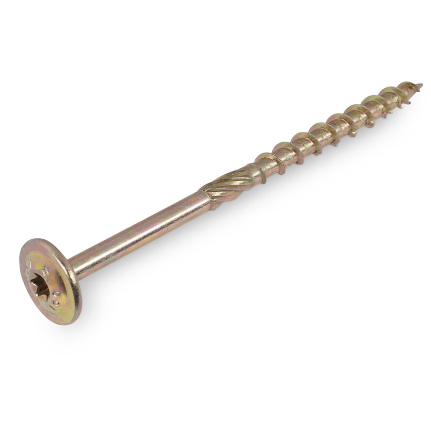 Tellerkopschroeven geel verzinkt - 6 mm - geel verzinkt - torx 30 - schotelkopschroeven - grove spoed - met snijpunt - 50 stuks Tellerkopschroeven geel verzinkt - 6 mm - geel verzinkt - torx 30 - schotelkopschroeven - grove spoed - met snijpunt - 50 stuks