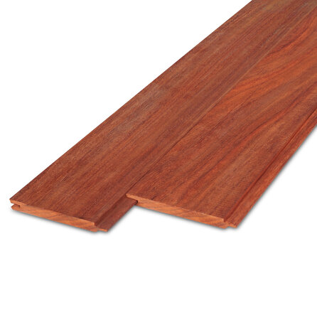 Padoek vellingdeel - 21x135 mm - geschaafd - mes en groef plank - padouk hardhout AD 20-25%