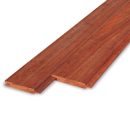 Padoek vellingdeel - 21x110 mm - geschaafd - mes en groef plank - padouk hardhout AD 20-25%