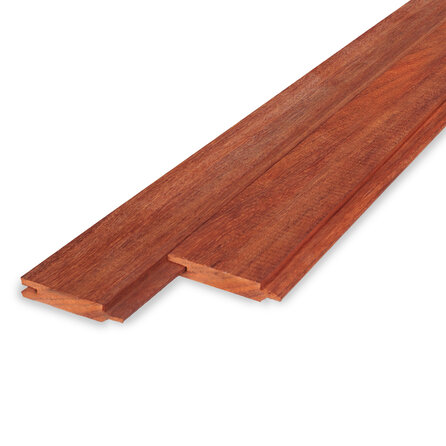 Padoek vellingdeel - 21x83 mm - geschaafd - mes en groef plank - padouk hardhout AD 20-25%