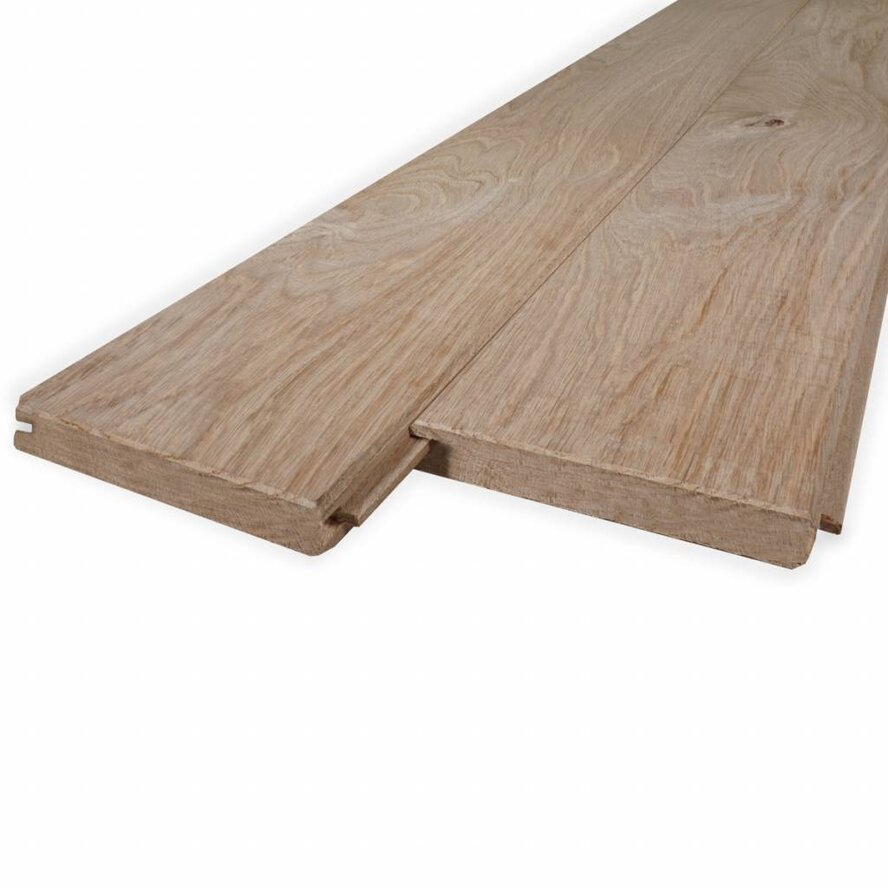 Eiken vellingdeel - 21x140 mm - geschaafd - mes en groef plank - eikenhout KD 8-12% Eiken vellingdeel - 21x140 mm - geschaafd - mes en groef plank - eikenhout KD 8-12%