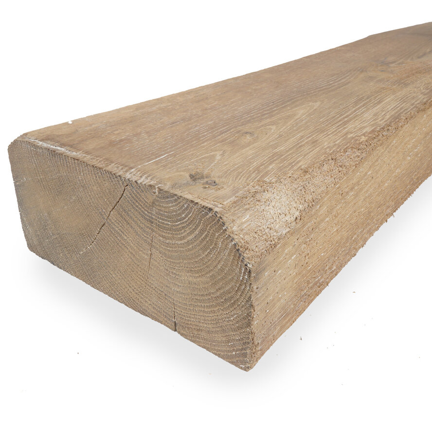 Oude eiken balk - 40x190 mm - whitewash - balk voor binnen / beschut buiten - verouderd eikenhout AD 20-25% Oude eiken balk - 40x190 mm - whitewash - balk voor binnen / beschut buiten - verouderd eikenhout AD 20-25%