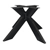 Zwart dubbele x tafelonderstel (3-delig) - staal / ijzer - 5x15 cm - afmeting: 130x130 cm (montageplaat) - hoogte: 72 cm - centrale kruispoot metaal zwart gecoat