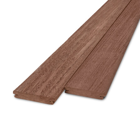 Afrormosia B-fix plank - 21x67 mm - geschaafd - B-fix rabat- & vlonderplank - afrormosia hardhout KD 18-20%