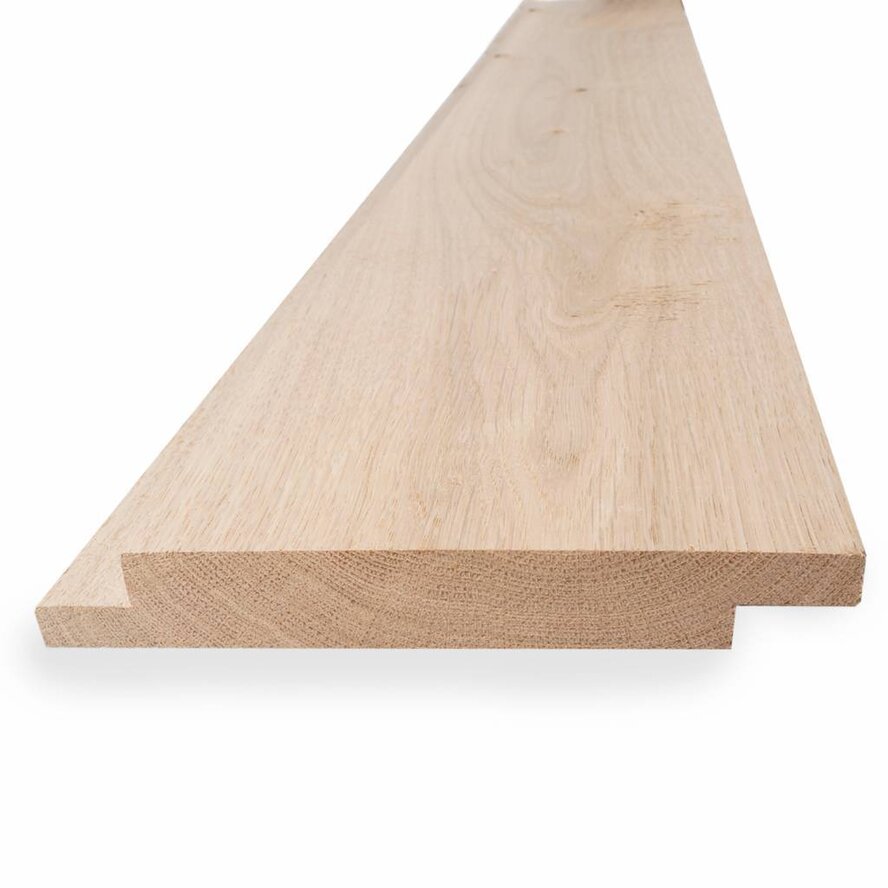 Eiken sponningplank - 25x125 mm - geschaafd - shiplap - eikenhout AD 20-25% Eiken sponningplank - 25x125 mm - geschaafd - shiplap - eikenhout AD 20-25%