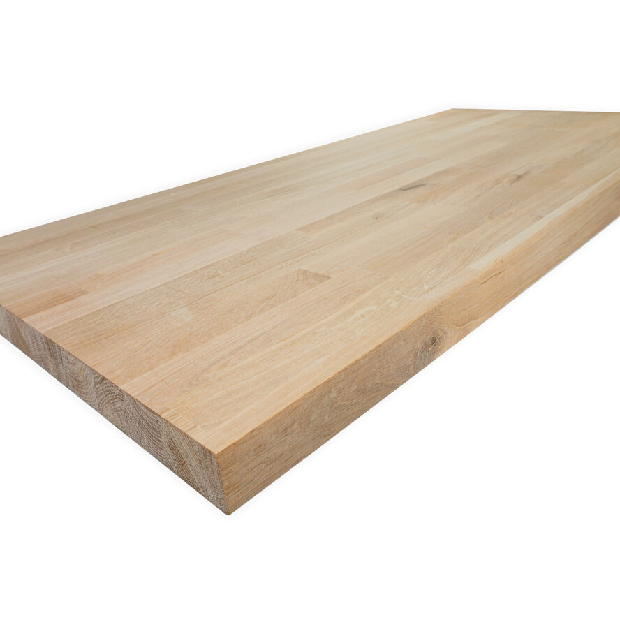 Eiken vingerlas paneel - 4 cm dik (1-laag) - rustiek eikenhout - gevingerlast meubelpaneel - timmerpaneel 8-12% KD - voor binnen Eiken vingerlas paneel - 4 cm dik (1-laag) - rustiek eikenhout - gevingerlast meubelpaneel - timmerpaneel 8-12% KD - voor binnen