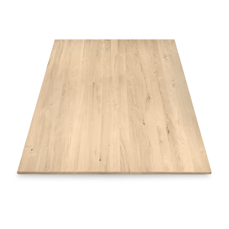 Eiken 3-laags paneel - 2 cm dik - rustiek eikenhout - 3-laags verlijmd meubelpaneel - 125 cm breed - timmerpaneel 8-12% KD - voor binnen Eiken 3-laags paneel - 2 cm dik - rustiek eikenhout - 3-laags verlijmd meubelpaneel - 125 cm breed - timmerpaneel 8-12% KD - voor binnen