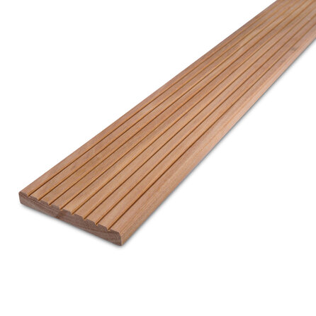 Bangkirai vlonderplank - 21x145 mm - geschaafd - gegroefde terrasplank - bankirai hardhout KD 18-20%