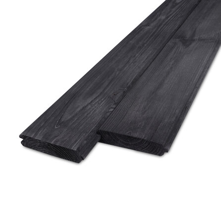 Zwart geïmpregneerd vuren blokhutprofiel - 28x112 mm - geschaafd - blokhut plank - zwart vurenhout KD 18-20%