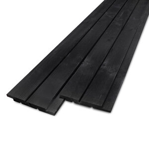 vuren - rabat - zwart Zwart gebeitst vuren dubbel blokprofiel (dubbelzijdig) - 18x137 mm - geschaafd - KD