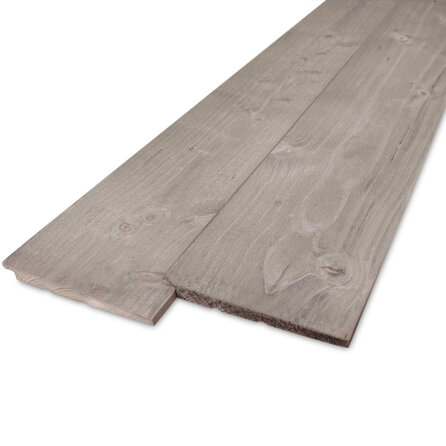 Grijs geïmpregneerd vuren Zweeds rabat - 11-22x180 mm - ruwe zichtzijde - potdeksel plank - grijs vurenhout KD 18-20%