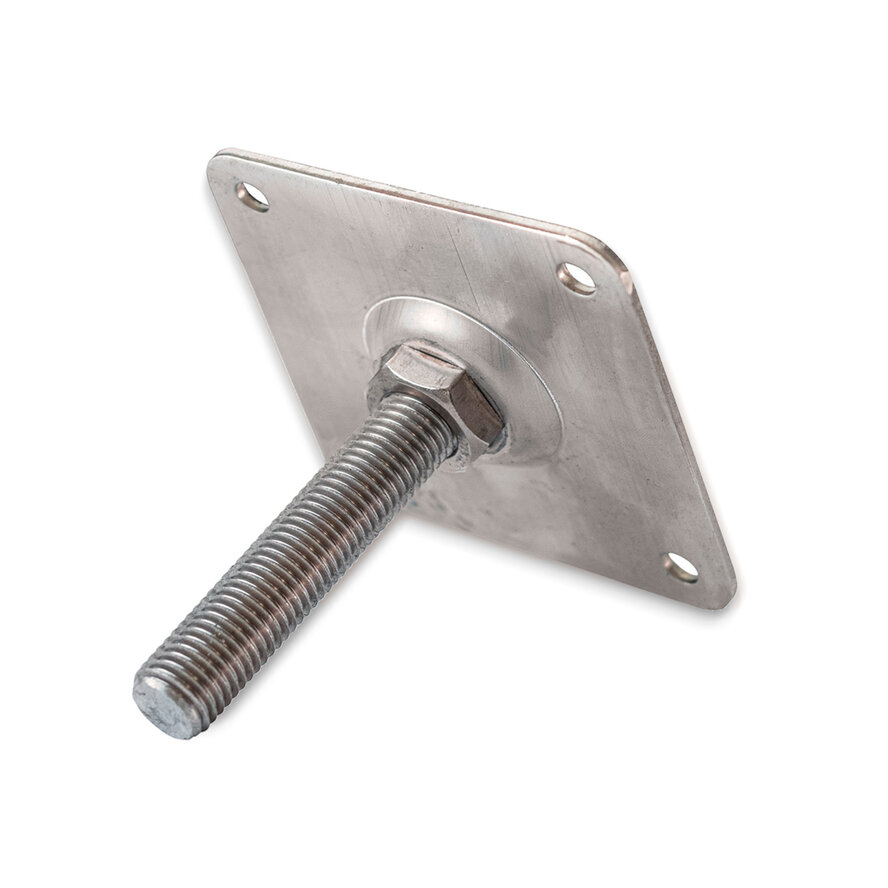 Stelplaat M20 luxe - 10x10 cm - hoogteverstelbare paaldrager - M20 - RVS Stelplaat M20 luxe - 10x10 cm - hoogteverstelbare paaldrager - M20 - RVS
