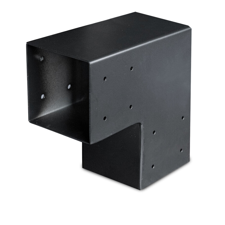 Paalverbinder - hoekstuk 2-wegs - 120x120 of 150x150 mm - zwart gecoat Paalverbinder - hoekstuk 2-wegs - 120x120 of 150x150 mm - zwart gecoat