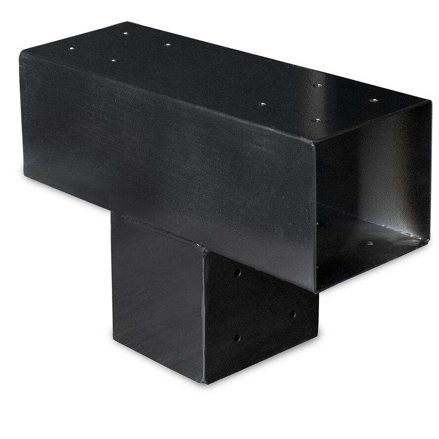 Paalverbinder - T-stuk - 120x120 of 150x150 mm - zwart gecoat Paalverbinder - T-stuk - 120x120 of 150x150 mm - zwart gecoat