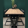 Stalen V-statafelpoten (SET) - V-poot op voet - 10x10 cm - 91 cm breed - 100 cm hoog - 20x40 cm (voet)plaatafmeting - Zwarte gecoat staal