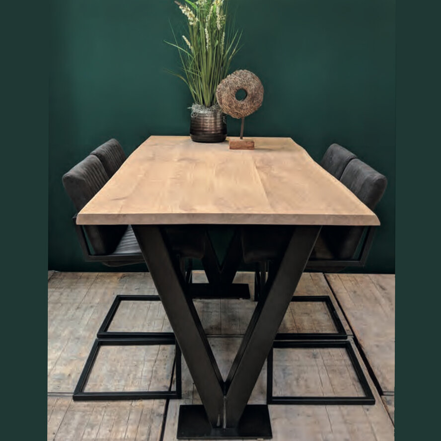 Stalen V-statafelpoten (SET) - V-poot op voet - 10x10 cm - 91 cm breed - 100 cm hoog - 20x40 cm (voet)plaatafmeting - Zwarte gecoat staal Stalen V-statafelpoten (SET) - V-poot op voet - 10x10 cm - 91 cm breed - 100 cm hoog - 20x40 cm (voet)plaatafmeting - Zwarte gecoat staal