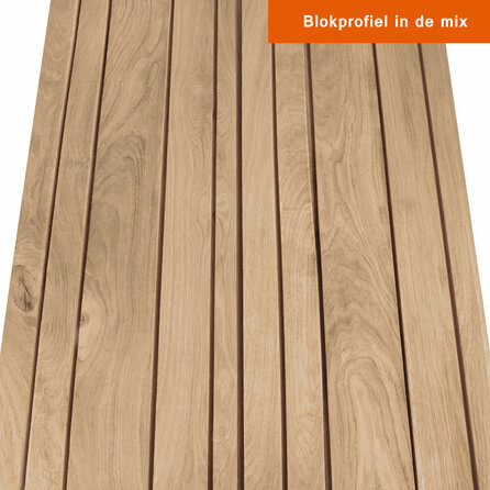 Eiken dubbel blokprofiel (50/50) - 21x125 mm - geschaafd - blokprofiel - eikenhout AD 20-25%