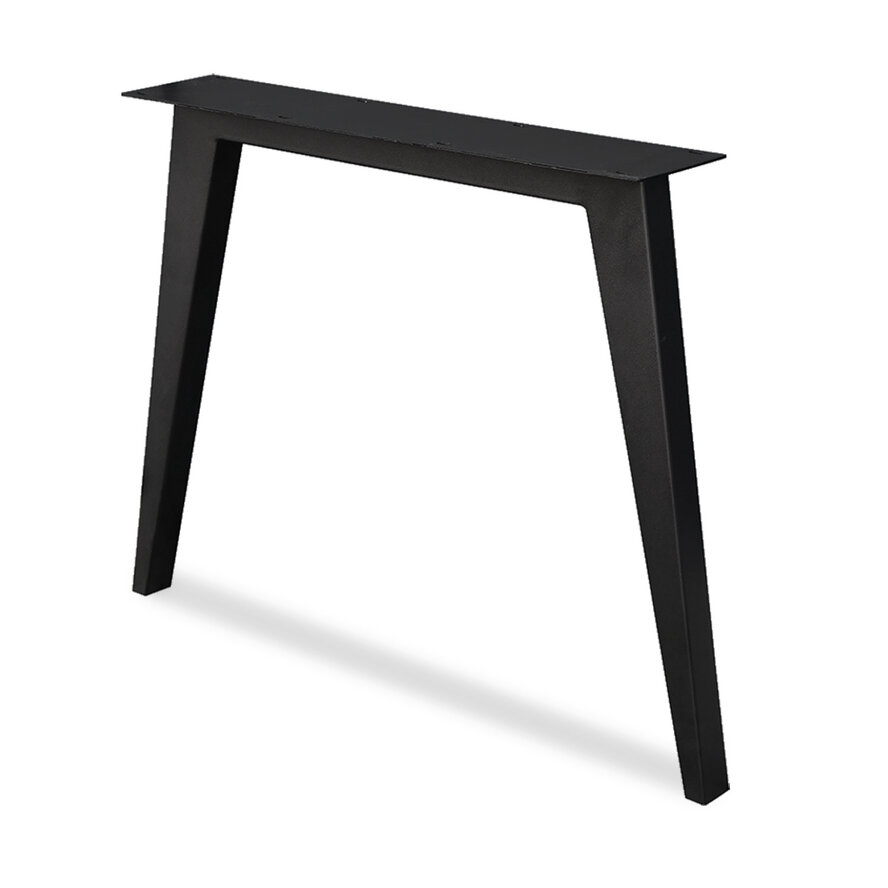 Zwarte N-poten (set) - staal / ijzer - schuine koker - hoogte: 72 cm - breedte (montageplaat): 78 cm - breedte (onderzijde): 94 cm - tafelpoot metaal zwart gecoat Zwarte N-poten (set) - staal / ijzer - schuine koker - hoogte: 72 cm - breedte (montageplaat): 78 cm - breedte (onderzijde): 94 cm - tafelpoot metaal zwart gecoat