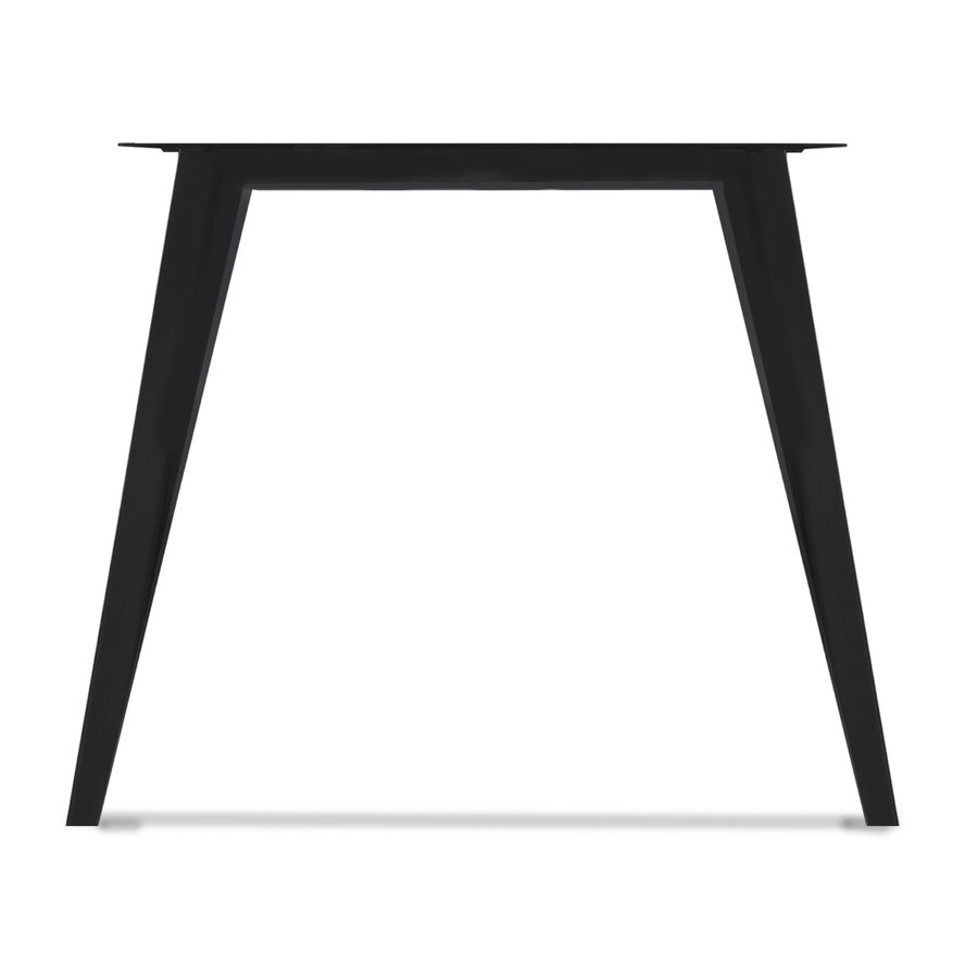 Zwarte N-poten (set) - staal / ijzer - schuine koker - hoogte: 72 cm - breedte (montageplaat): 78 cm - breedte (onderzijde): 94 cm - tafelpoot metaal zwart gecoat Zwarte N-poten (set) - staal / ijzer - schuine koker - hoogte: 72 cm - breedte (montageplaat): 78 cm - breedte (onderzijde): 94 cm - tafelpoot metaal zwart gecoat