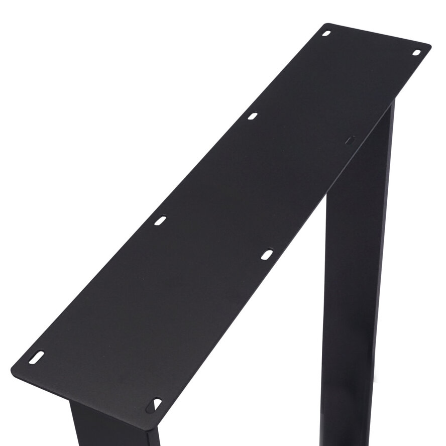 Zwarte N-poten (set) - staal / ijzer - schuine koker - hoogte: 72 cm - breedte (montageplaat): 78 cm - breedte (onderzijde): 94 cm - tafelpoot metaal zwart gecoat Zwarte N-poten (set) - staal / ijzer - schuine koker - hoogte: 72 cm - breedte (montageplaat): 78 cm - breedte (onderzijde): 94 cm - tafelpoot metaal zwart gecoat