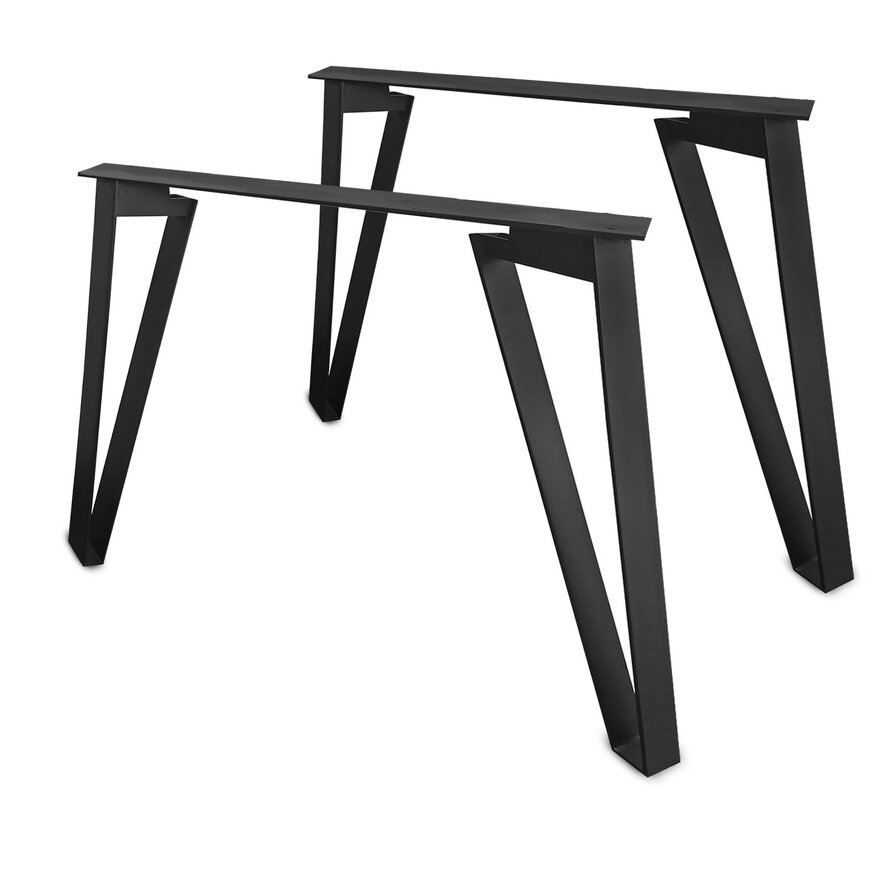 Zwarte schuine vlinder poten (set) - staal / ijzer - 0.5x8 cm - hoogte: 72 cm - breedte (onder): 92 cm - tafelpoot metaal zwart gecoat Zwarte schuine vlinder poten (set) - staal / ijzer - 0.5x8 cm - hoogte: 72 cm - breedte (onder): 92 cm - tafelpoot metaal zwart gecoat