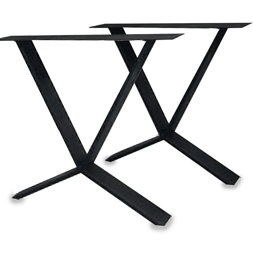 Zwarte X-speciaal poten (set) - staal / ijzer - 2x10 cm - hoogte: 72 cm - breedte (montageplaat): 78 cm - tafelpoot metaal zwart gecoat Zwarte X-speciaal poten (set) - staal / ijzer - 2x10 cm - hoogte: 72 cm - breedte (montageplaat): 78 cm - tafelpoot metaal zwart gecoat