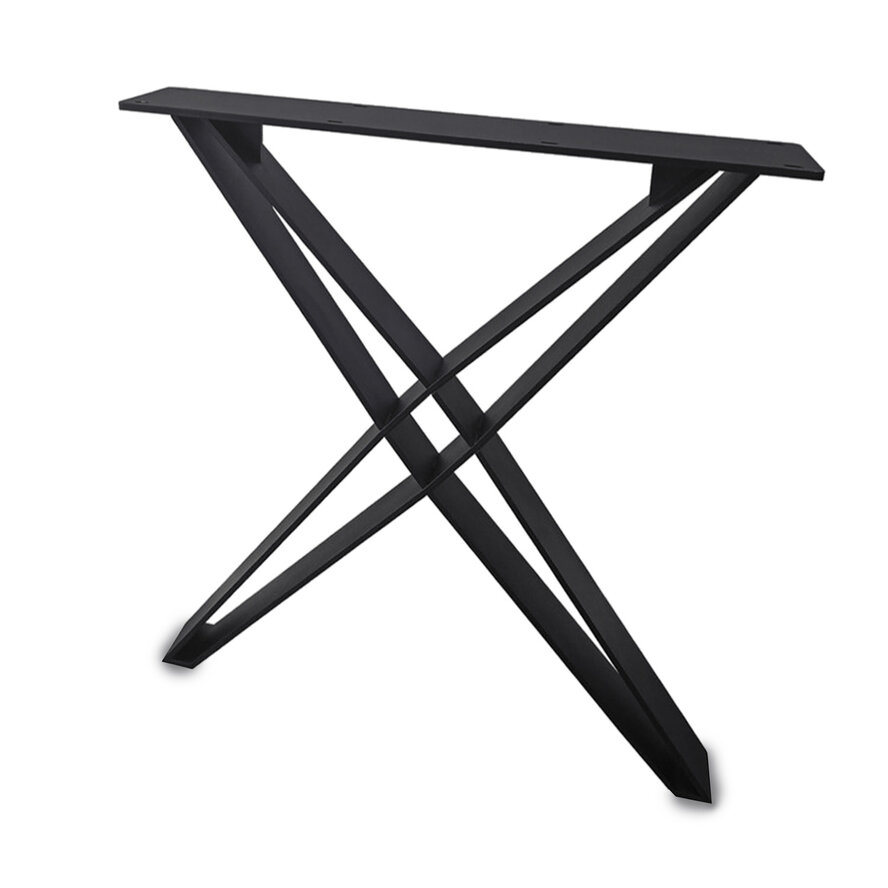 Zwarte X-poten (set) - staal / ijzer - 1x9 cm - hoogte: 72 cm - breedte (montageplaat): 84 cm - tafelpoot metaal zwart gecoat Zwarte X-poten (set) - staal / ijzer - 1x9 cm - hoogte: 72 cm - breedte (montageplaat): 84 cm - tafelpoot metaal zwart gecoat