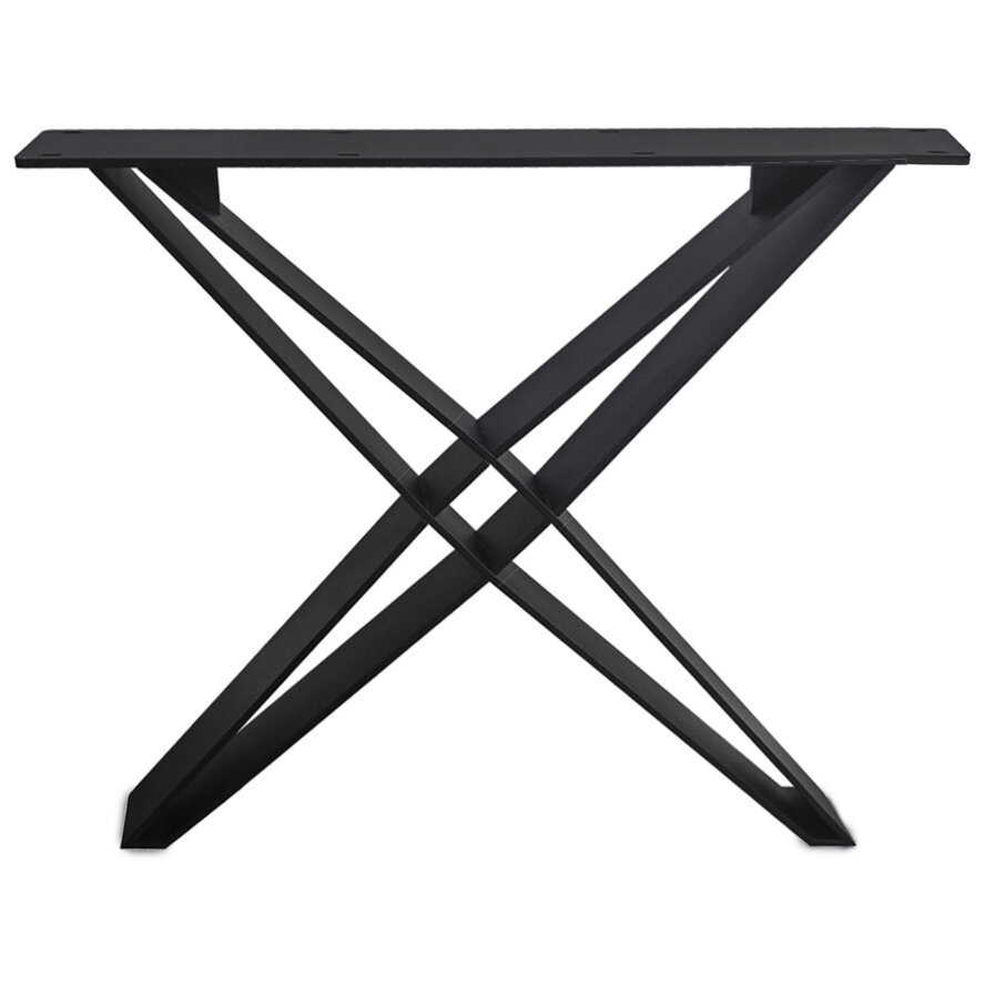 Zwarte X-poten (set) - staal / ijzer - 1x9 cm - hoogte: 72 cm - breedte (montageplaat): 84 cm - tafelpoot metaal zwart gecoat Zwarte X-poten (set) - staal / ijzer - 1x9 cm - hoogte: 72 cm - breedte (montageplaat): 84 cm - tafelpoot metaal zwart gecoat