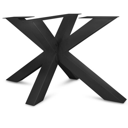 Zwart matrix tafelonderstel (3-delig) - staal / ijzer - 8x8 cm - afmeting: 90x140 cm - hoogte: 72 cm - centrale matrix tafelpoot metaal zwart gecoat