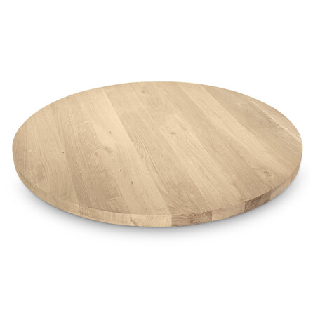 Eiken (horeca) rond tafelblad - diverse (kleinere) afmetingen - rustiek eikenhout - 4 cm dik (1 laag massief) - 8-12% KD - voor binnen