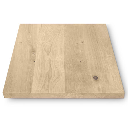 Eiken (horeca) tafelblad - diverse (kleinere) afmetingen - rustiek eikenhout - 4 cm dik (1 laag massief) - 8-12% KD - voor binnen