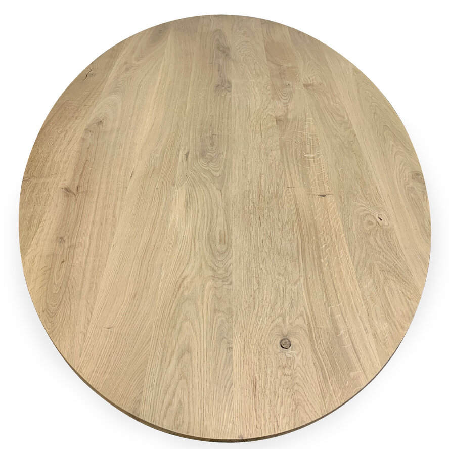 Eiken ellips tafelblad - diverse (vaste) afmetingen - rustiek eikenhout - 4 cm dik (1 laag massief) - 8-12% KD - voor binnen Eiken ellips tafelblad - diverse (vaste) afmetingen - rustiek eikenhout - 4 cm dik (1 laag massief) - 8-12% KD - voor binnen