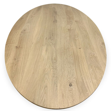 Eiken ellips / ovaal tafelblad - verjongd - diverse (vaste) afmetingen - rustiek eikenhout - 3 cm dik (1 laag massief) - 8-12% KD - voor binnen
