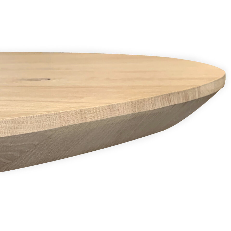 Eiken ellips / ovaal tafelblad - verjongd - diverse (vaste) afmetingen - rustiek eikenhout - 3 cm dik (1 laag massief) - 8-12% KD - voor binnen Eiken ellips / ovaal tafelblad - verjongd - diverse (vaste) afmetingen - rustiek eikenhout - 3 cm dik (1 laag massief) - 8-12% KD - voor binnen