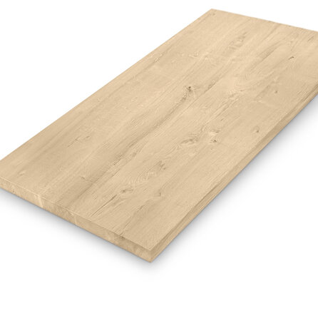 Eiken tafelblad - diverse afmetingen - rustiek eikenhout - 4 cm dik (1 laag massief) - 8-12% KD - voor binnen