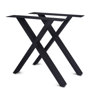 X-tafelpoot zwart (set) - metaal - 4x10 cm - h: 72 cm - b: 60 cm