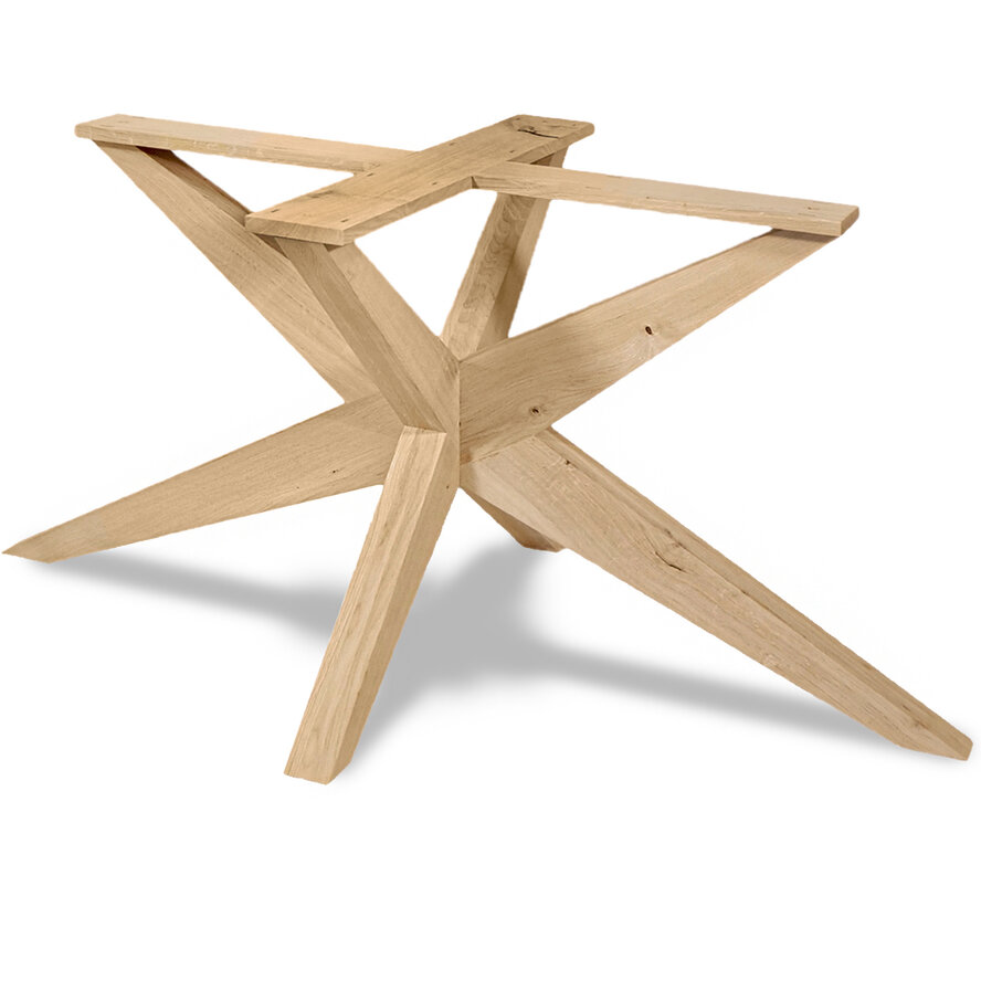 Eiken dubbele kruispoot - schuine poten - 72 cm hoog - 90x180 cm - Rustiek eiken - 3D kruis / X-poot - 12% KD Europees eikenhout Eiken dubbele kruispoot - schuine poten - 72 cm hoog - 90x180 cm - Rustiek eiken - 3D kruis / X-poot - 12% KD Europees eikenhout