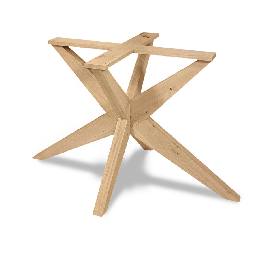 Eiken dubbele kruispoot - schuine poten - 72 cm hoog - 90x140 cm - Rustiek eiken - 3D kruis / X-poot - 12% KD Europees eikenhout Eiken dubbele kruispoot - schuine poten - 72 cm hoog - 90x140 cm - Rustiek eiken - 3D kruis / X-poot - 12% KD Europees eikenhout