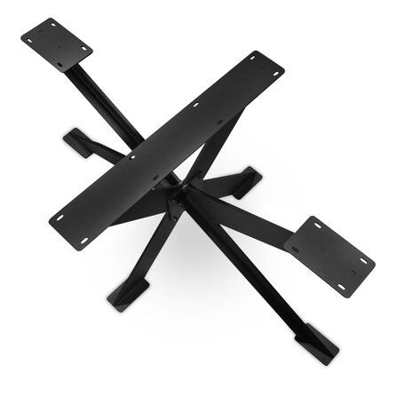 Zwart stalen matrix tafelonderstel - 3-delig - voor buiten - verzinkt & gecoat metaal - 1 cm massief - hoogte: 72 cm - breedte: 80x140 cm - Spinpoot tuintafel onderstel