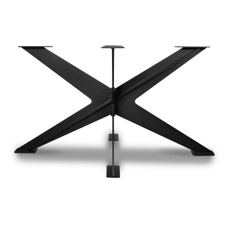 Zwart stalen matrix tafelonderstel - 3-delig - voor buiten - verzinkt & gecoat metaal - 1 cm massief - hoogte: 72 cm - breedte: 78x140 cm - Spinpoot tuintafel onderstel