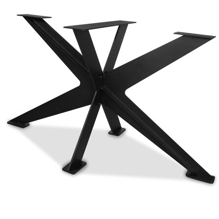Zwart stalen matrix tafelonderstel - 3-delig - voor buiten - verzinkt & gecoat metaal - 1 cm massief - hoogte: 72 cm - breedte: 80x140 cm - Spinpoot tuintafel onderstel