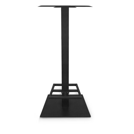 Gietijzeren bartafel onderstel vierkant zwart - op voet - met voetrand - 8x8 cm - 108 cm hoog - 45x45 cm (voet)plaatafmeting - Zwart gecoat (fijnstructuur)